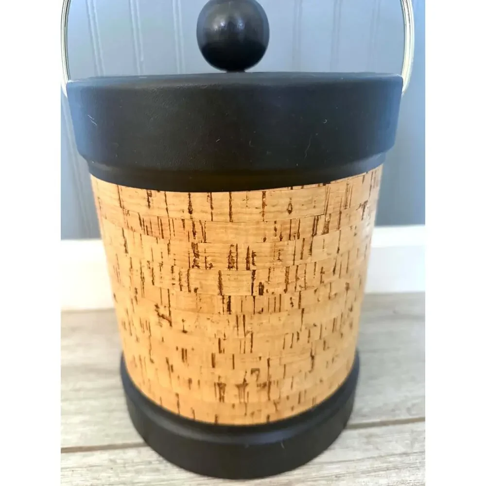 Vintage Kraftware NY Cork & Leather Ice Bucket – Mid Century Modern Barware EUC